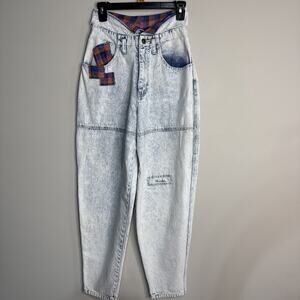 Vintage Seruchi Denim Jeans Patchwork Acid Wash Tapered High Rise Size 9/10